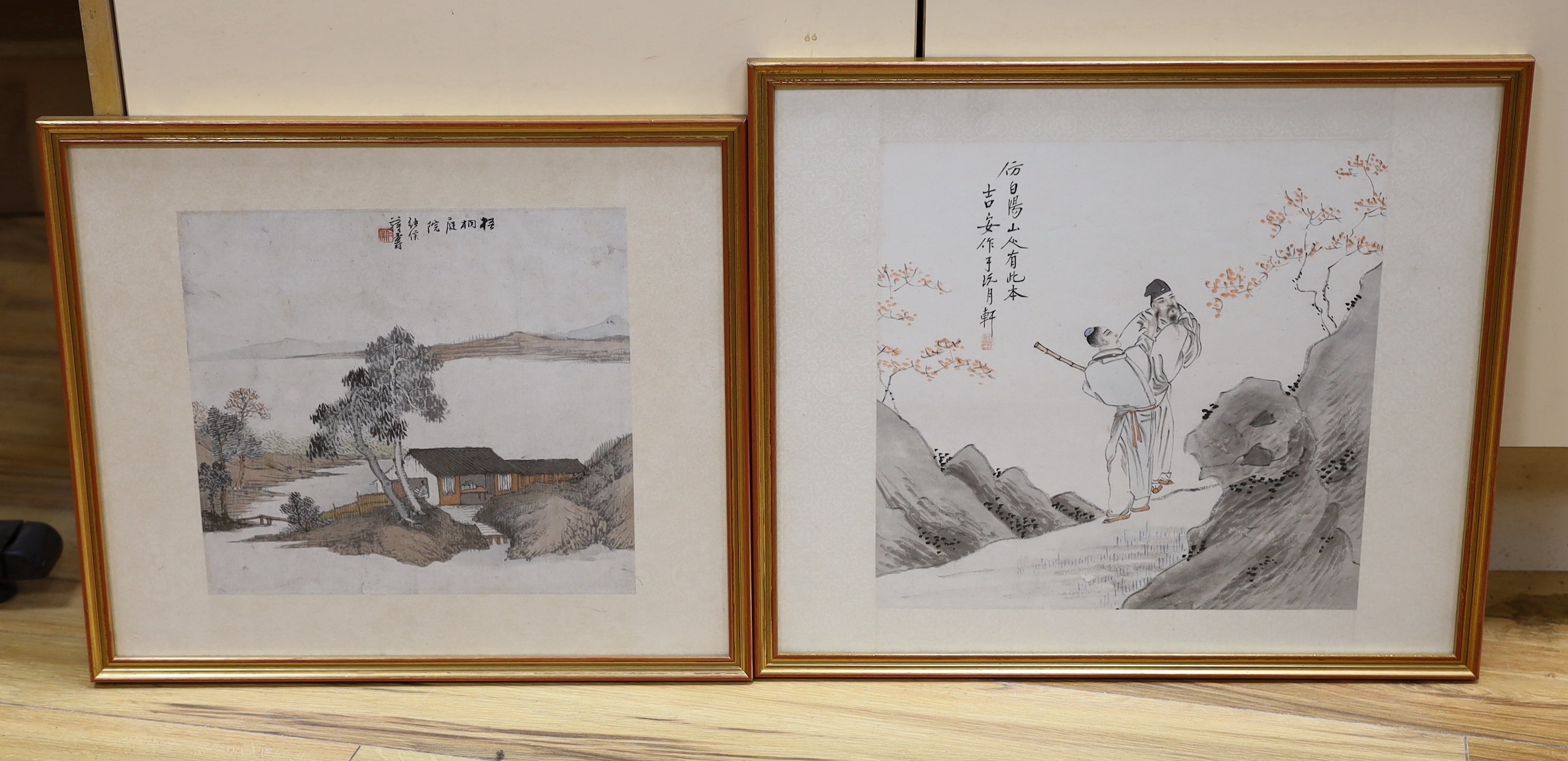 Chinese School, 20th century, two watercolours, landscapes, 26 x 28cm